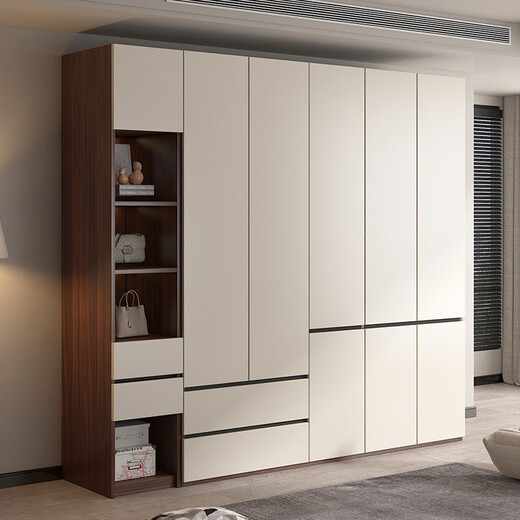 Zhilei ENF level wardrobe bedroom light luxury large wardrobe with drawers home large storage cabinet four doors 1.6 meters wardrobe