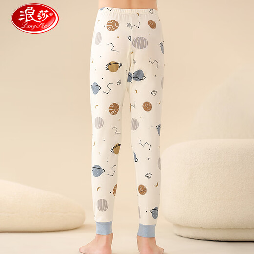 Langsha 7A Antibacterial + 100 Cotton Children's Autumn Pants 2 Pack Boys Wool Pants Medium and Large Children Baby Warm Autumn and Winter Pajamas