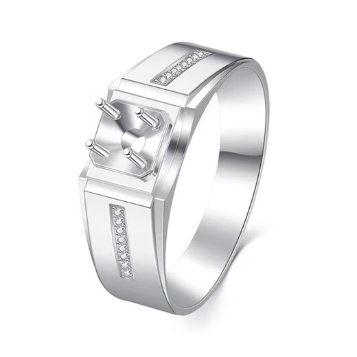 AVHE white platinum platinum men's ring four-prong wide version men's ring CVD diamond artificially cultivated diamond ring engagement wedding platinum wide version micro-set men's ring - D color 30 points VVS