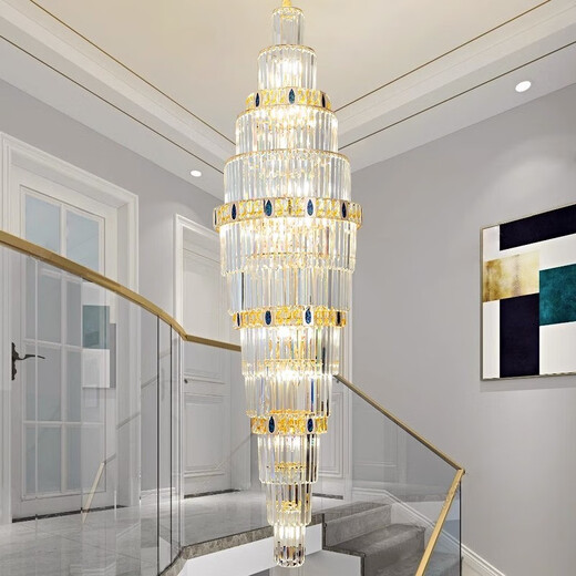 Shilan Villa Wohnzimmer Kristall Lampe Hotel Lobby Großer Kronleuchter Duplex Gebäude Hohllicht Luxus-Spiraltreppe Langes Kronleuchter 6626 Durchmesser 70*250 cm-treie Farbenfarbe Licht