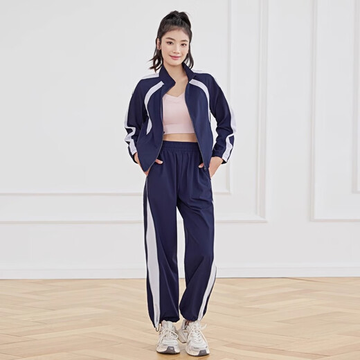 Pull-back sports suit for women's autumn new professional yoga tops for cycling, running, fitness, Pilates training clothes 34984, navy blue tops M Recommended weight 100-115Jin Jin equals 0.5kg