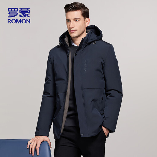 罗蒙（ROMON）棉服男士冬季潮流商务棉衣保暖棉袄外套中老年爸爸装MF78藏青XL