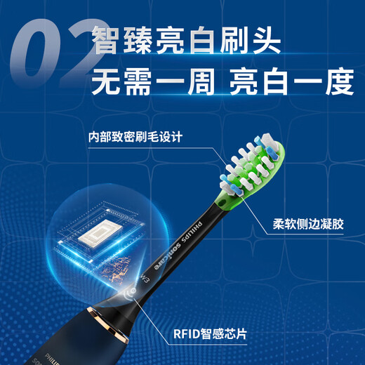 飞利浦（PHILIPS）【肖战推荐】Sonicare电动牙刷钻石刷9系 三档力度四种模式送男友女友生日 深海蓝HX9911/62