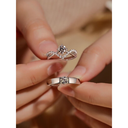 Feiyu Fat Donglai's same style, focusing on high quality, moissanite diamond platinum ring 18k rose gold double T opening female shell crown female ring 1 carat women's size 17