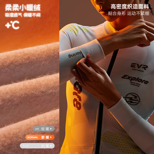 EVR Autumn and Winter Cycling Jersey Women's Printed Warm Fleece Top Moisture-Absorbing and Breathable Variation-Sakura Pink-Fleece M