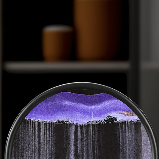 Three more than nine such as large size 12 inches, beautiful quicksand painting ornaments, hourglass, high-end art, light luxury quicksand creative gifts, round quicksand painting purple, diameter about 25cm