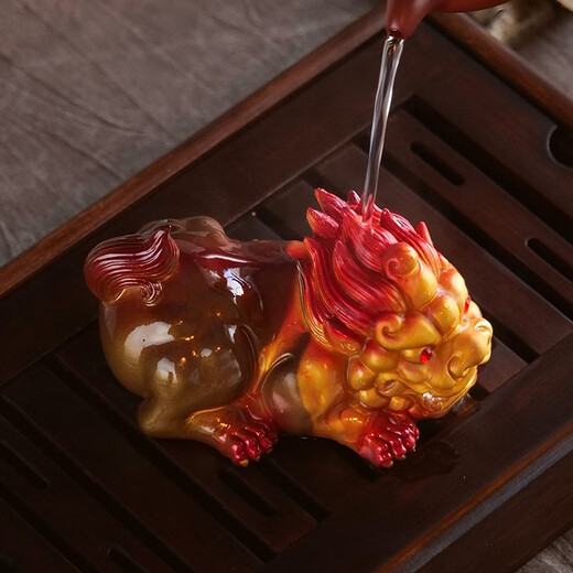 Flush color-changing ornaments, color-changing Pixiu tea pets, can be raised and played with, tea table ornaments, high-end tea tables, lucky tea pet boutiques, Huoyun Pixiu ornaments, male-gold