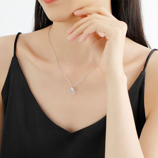 TTMIX Platinum PT950 Necklace for Women Butterfly Pendant Platinum Clavicle Chain Set for Girlfriend 3.8-4.0g