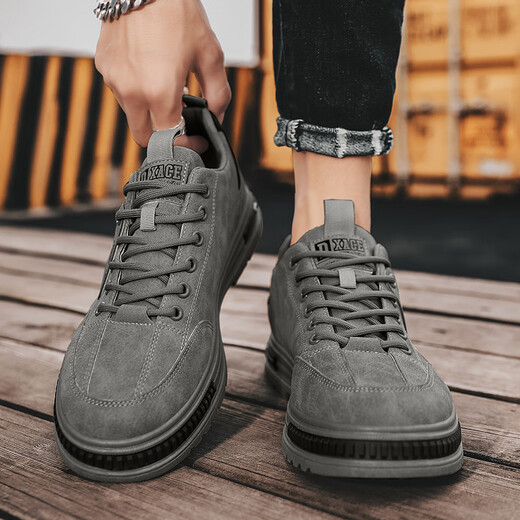 DIBOFEI men's shoes for spring and summer 2025 new breathable work labor protection board shoes thick sole non-slip waterproof wear-resistant work shoes for men gray 40 (250mm)