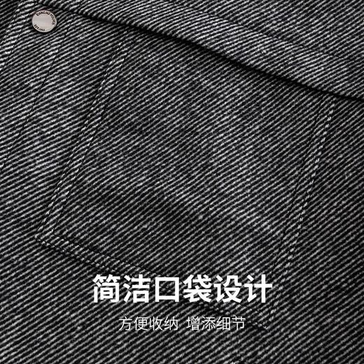 与狼共舞【含绵羊毛+超声波内里】秋冬翻领保暖外套男士夹克 004花灰 180 