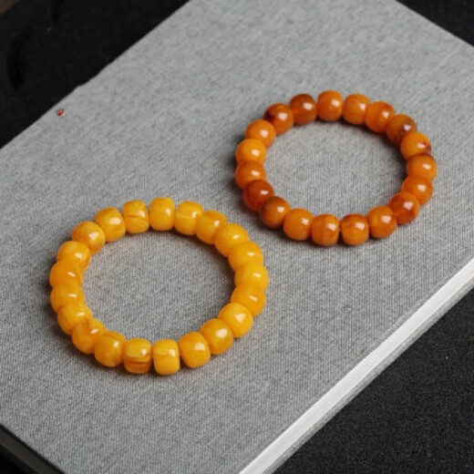 Royal edition with national inspection certificate, old beeswax bucket beads, chicken oil gold twisted honey amber bracelets for men and women, chicken oil yellow bucket beads 12mm