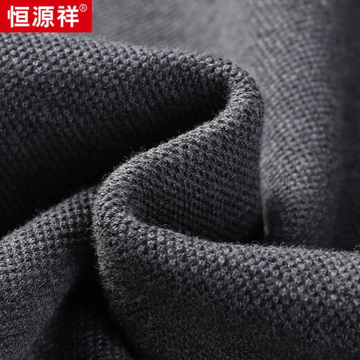 Hengyuanxiang 100% cotton long-sleeved T-shirt men's lapel Polo casual versatile top HJ155 medium gray 180/96A