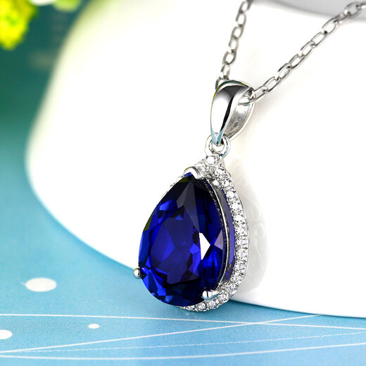 DRJEFUN sapphire pendant 925 silver plated 18K gold tanzanite color gemstone drop-shaped color gemstone necklace pendant for women without chain