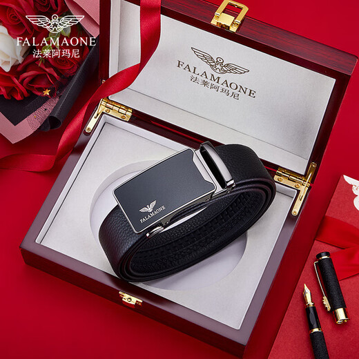 Falamaone luxe Nouvelle marque authentique cuir masculin's ceinture de la Saint-Valentin Pantalon d'affaires Belt Belt pour mon mari Père petit ami Pd829 Couleur de canon [Business polyvalent décontracté] Par défaut 120cm [emballage de boîte cadeau]