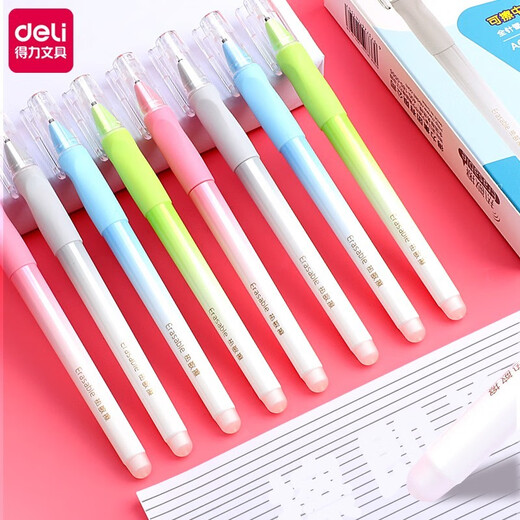 得力热敏可擦中性笔多色黑色/晶蓝色0.5mm 345年级小学生用热可擦写水笔套装全针管笔芯中性笔高颜 (A844黑色)替芯20支 0.5mm