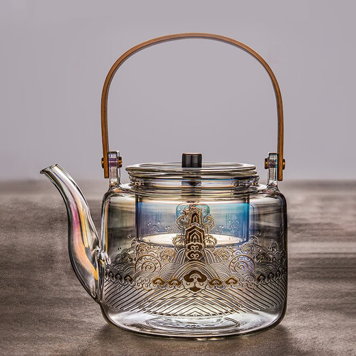 Rongshantang glass tea kettle kettle electric ceramic stove stove tea making set health pot tea making set Kung Fu tea set tea kettle bamboo handle radiant glass steaming tea set-Haihai Jiangya