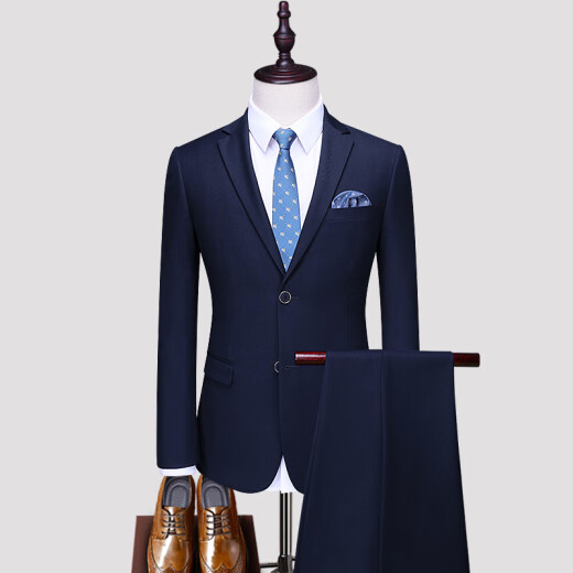 ROMON suit men's formal wear business casual men's suit dress groomsmen suit 8878 black (three pieces) XL