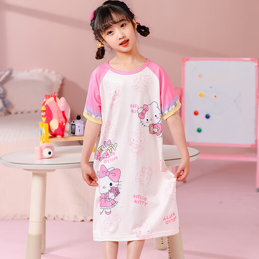 Niñera camiseta verano yugui perro princesa niña de tamaño mediano imitación para niños pijamas de pijama para niños de manga corta falda para el hogar c689 yugui tamaño de perro 8 altura recomendada 100-110 cm
