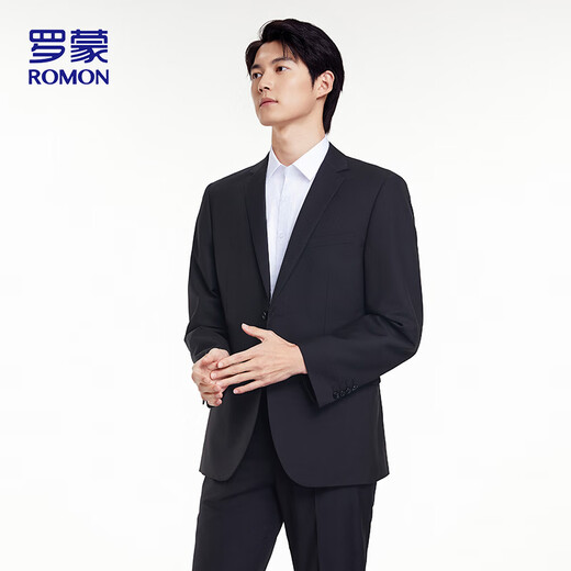 ROMON suit suit men's business commuter professional formal suit gentleman groomsman suit wedding dress 2502 black XL