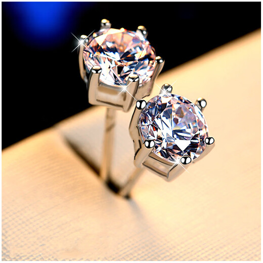 DL 1998 Fat Donglai same style pt950 platinum earrings, moissanite diamond earrings, a pair of platinum super flash as a gift for girlfriend, platinum Pt950 six claws, 2 carat pair, matching certificate