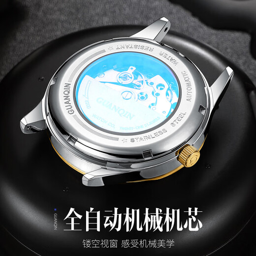 GUANQIN watch men's mechanical watch Swiss certified fully automatic business watch waterproof luminous men's watch as a gift for boyfriend
