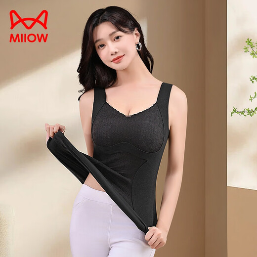 MiiOW Autumn and Winter German Velvet Warm Vest Women's Underwear Big Red Velvet Thickened with Breast Pads Slim Fit Bottoming Coldproof Top 1 piece + (red) XL (100-120Jin Jin is equal to 0.5kg)