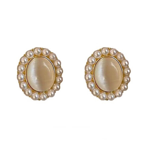 S925 silver needle cat's eye pearl earrings for women niche design earrings 2023 new light luxury earrings main picture