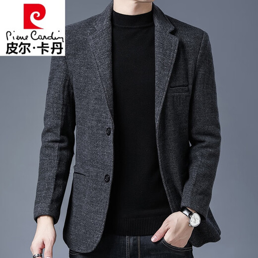 Pier Cardin Brandneuer Herbst- und Winterblazer für mittlere und junge Männer verdickte Wollanzug Jacke Grau 180