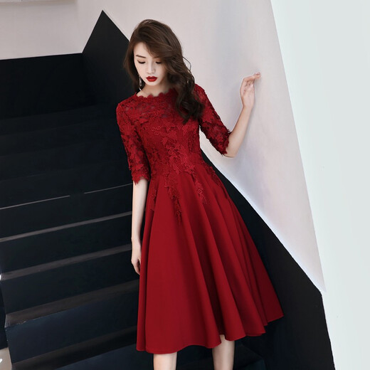 Seidler Toasting Suit Bride 2025 NOUVEAU STYLE MENNATION ANNUELLE SIGNIFICATION SLIM et élégante robe de soirée pour les femmes Robe de retour de fiançailles Bourgogne xxl