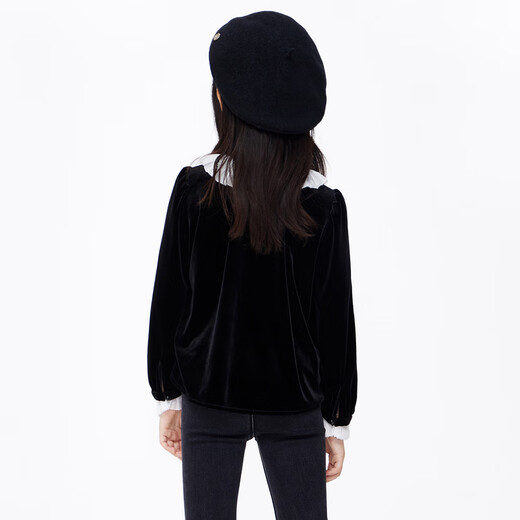 Little MO&Co. Children's clothing winter clothing children's girls velvet long-sleeved red top New Year's dress dress baby sweater black 110 110/56