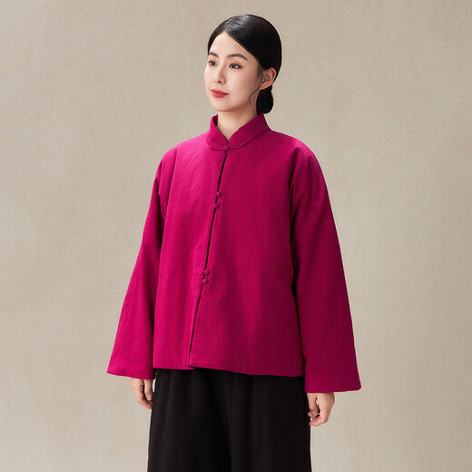 照本堂冬季新款棉衣棉服女国风新中式棉麻保暖上衣W12588 绿衣 S (160/84A)