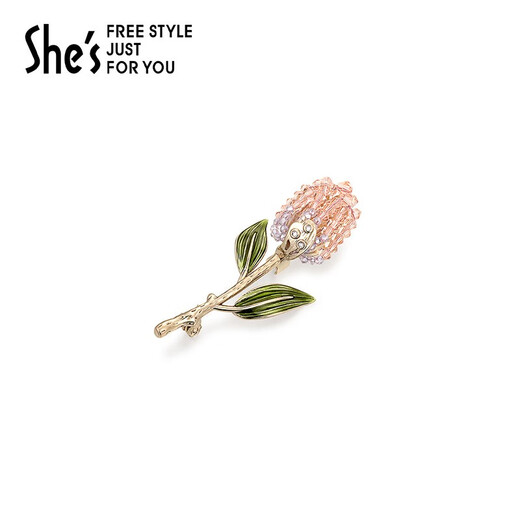 She s Akiko's love look tulip brooch brooch brooch earrings earrings combination set gift box birthday gift for women floral pink brooch A0