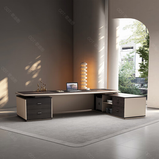 OUDITU Guoben boss desk office desk and chair combination simple modern president desk supervisor desk manager desk and chairs executive desk Dark Liying 2.6m boss table + chair + 2.8m file cabinet