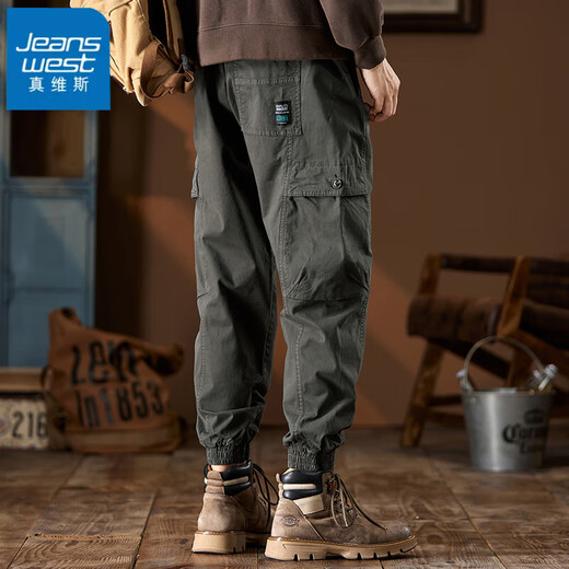 Jeanswest Heavy Work Clothes Casual Hosen für Herren Sommer Neue American Modemarke Loose Foot Casual Harren Long Hosen für Männer 1662 Graue Armee 32 (2 Fuß 5) empfohlen 130-140jin [Jin ist 0,5 kg]