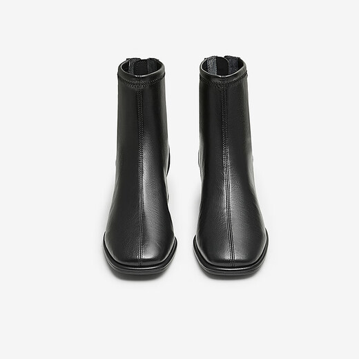 He She Tata Boots Women's Leather Boots French Style Short Boots Women's Boots Commuting Slim Boots Black 36