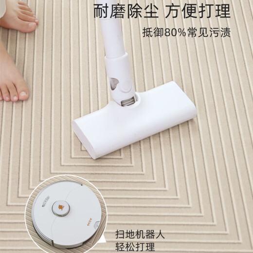 佤歌莉娜客厅地毯轻奢加密圈绒高级新款茶几毯家用防水防污沙发地毯大面积 方古-15601 180cm*250cm【耐脏好清洗】