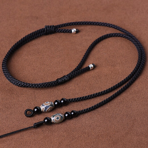 Tannhäuser Dzi bead lanyard cross accessory clavicle chain rope semi-finished braided rope high-end necklace rope special clavicle rope for men three-eyed Dzi beads rice beads (pendant cross)