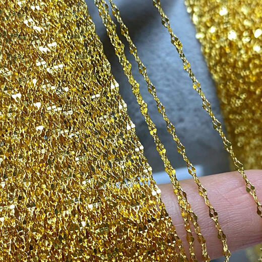 Mussel gold necklace women's clavicle super flash tile 45cm with pendant plain chain gold au750 adjustable Chinese Valentine's Day yellow tile yellow tile pin chain about 45cm (customized, non-refundable