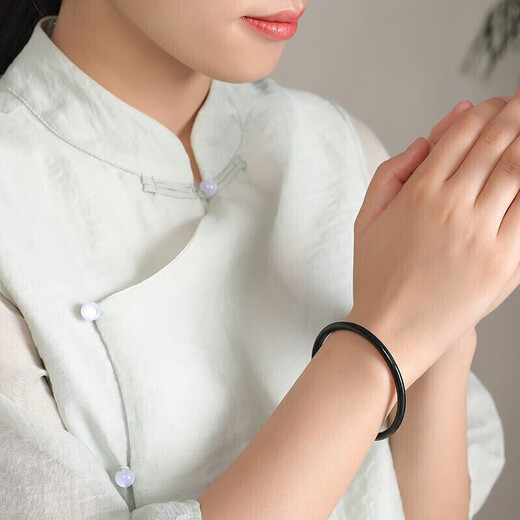Impression Eyes Valentine's Day Hetian Jade Bracelet Women's Sapphire Fine Material Round Bracelet Delicate Jingle Bracelet The inner diameter is about 57-58mm