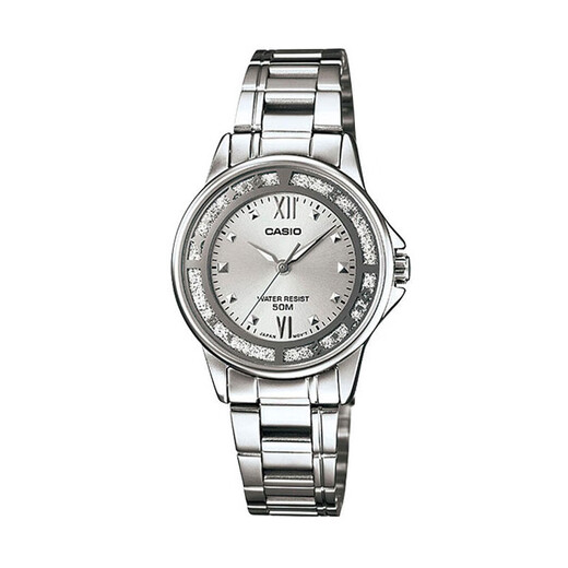 Casio (CASIO) watch ladies SHEEN simple casual fashion student waterproof exam pointer quartz watch gift for girlfriend LTP-1391D-7A elegant shining silver