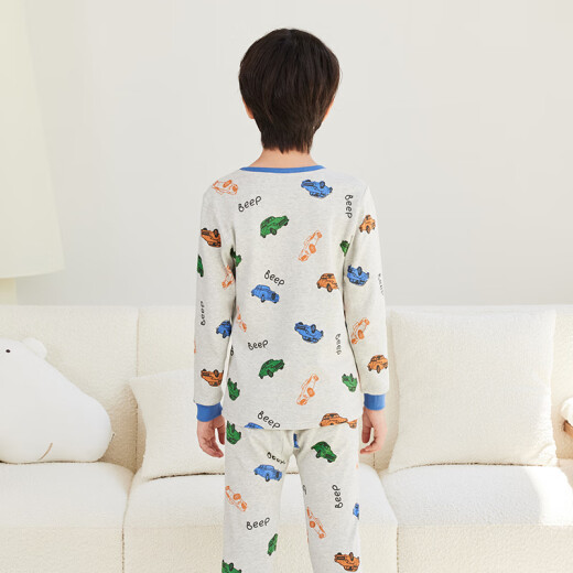 
Red bean children's pure cotton autumn clothes and autumn pants suit for men and women medium and large children thin autumn and winter thermal underwear Class A full cotton cotton sweater H4M1049 hemp ash 150
