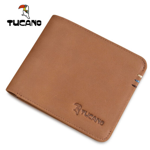 Woodpecker Men's Wallet 2024 Nouveau portefeuille en cuir authentique Couche de tête Cowhide Retro âgé de portefeuille en cuir givré court brun clair