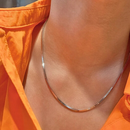 IDEAGEMER925 silver keel chain necklace men's fashion trend simple niche versatile stacking single chain plain chain for boys keel chain-50CM