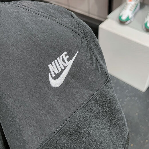 Nike sweatshirt jacket men's winter new fleece sportswear warm casual round neck pullover top DD4855-010/black/inner fleece 2XL/suggested 180-190Jin[Jin equals 0.5 kg]