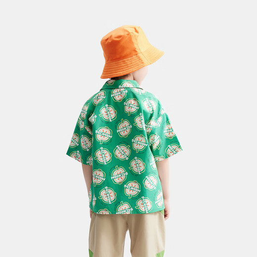 MQD (MQD) MQD children's clothing boys summer printed shirt green fruit pattern trendy full version short-sleeved shirt forest green 140