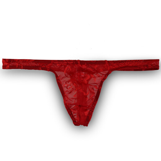 Men's underwear pervert thong mesh see-through T-pants men's thong sexy breathable low waist see-through red M