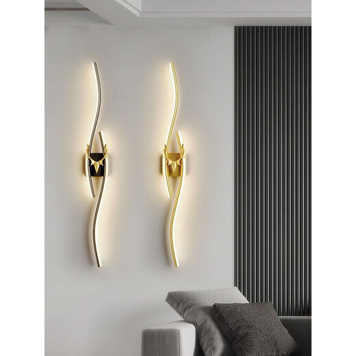 GUYES long wall lamp minimalist light luxury living room wall simple modern bedroom bedside wall lamp Guangdong Zhongshan lamp wall lamp gold 80CM 2.4G stepless dimming
