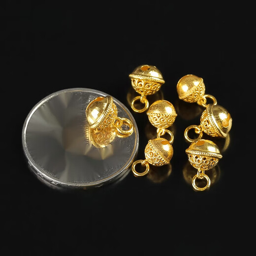 Yulong 18k gold handmade ancient gold bell pendant bracelet pendant diy jewelry material accessories bracelet bracelet with loose beads small / single