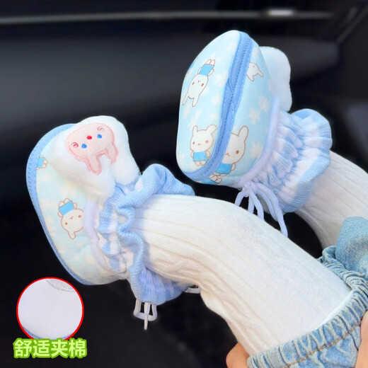 Midurs neugeborenes Baby im Herbst und Winter 0-1-Jährigen Jungen und Mädchen Cartoon Dicke Schuhe und Socken, die nicht von den Fersen fallen, und Samtfußschutz Baumwollschuhe 2 rosa Plüsch (Spitze Kaninchen-Weiß-Kaninchen) 11 Innenlänge 11 cm (s empfohlen auf 0-6 Monate))