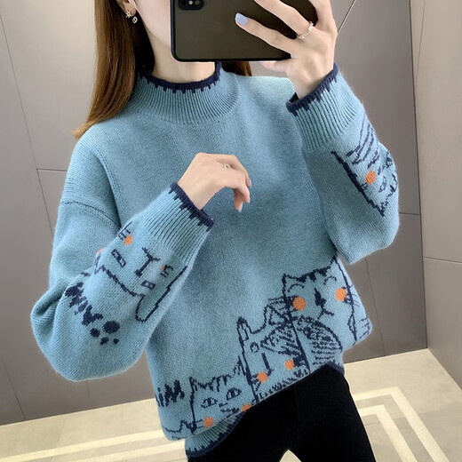 
Schrolan sweater women's autumn and winter thickened inner wear 2025 new loose warm knitted base shirt long-sleeved top 7027 beige, single size recommended 90-135 Jin [Jin equals 0.5 kg]